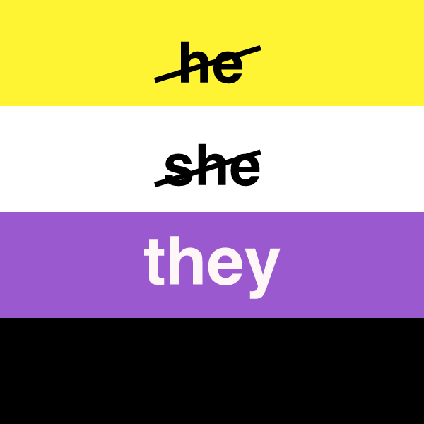 Non-binary they pronouns pride flag